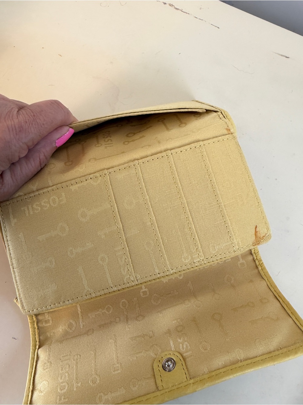 Fossil Yellow Wallet with Multicolor Chevron Flap - Picture 8 of 10